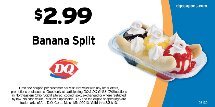 Dairy Queen: $2.99 Banana Split Printable Coupon