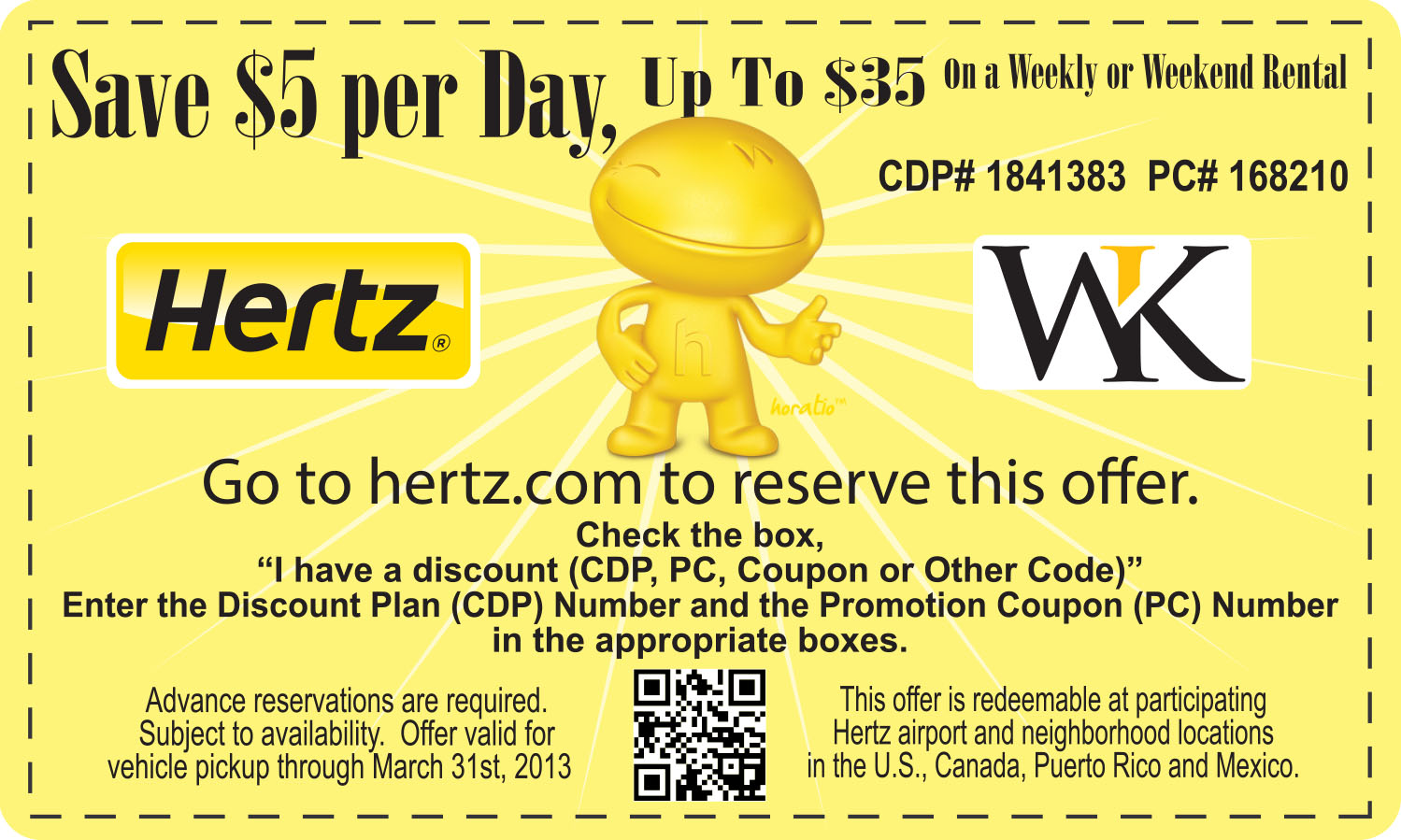 Hertz: $5 off Printable Coupon