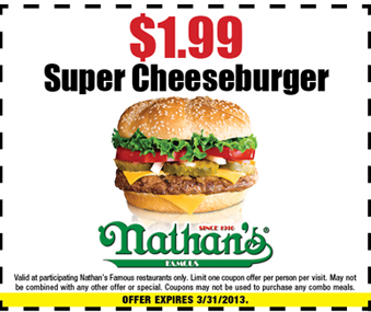 Nathan's Famous: $1.99 Cheeseburger Printable Coupon