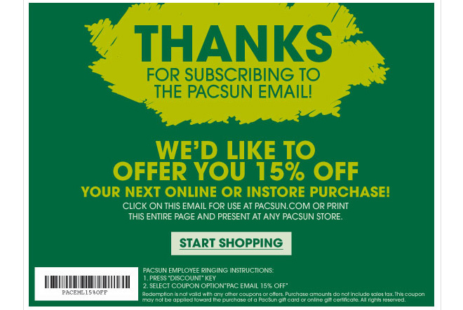 Pacific Sunwear: 15% off Printable Coupon
