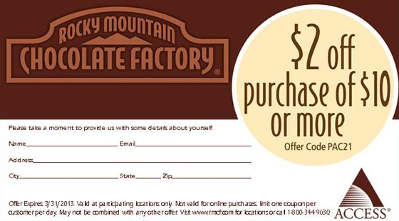 Rocky Mountain Chocolate Factory: $2 off $10 Printable Coupon