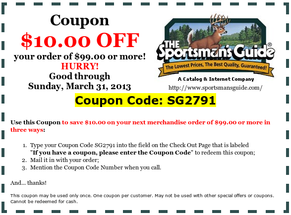 The Sportsman's Guide 10 off 99 Printable Coupon