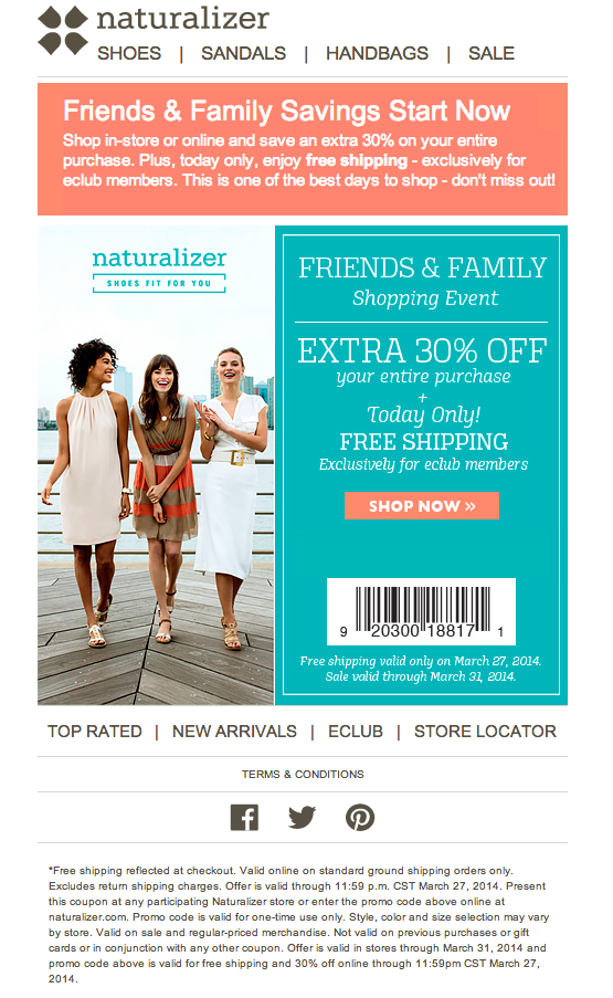 Naturalizer: 30% off Printable Coupon