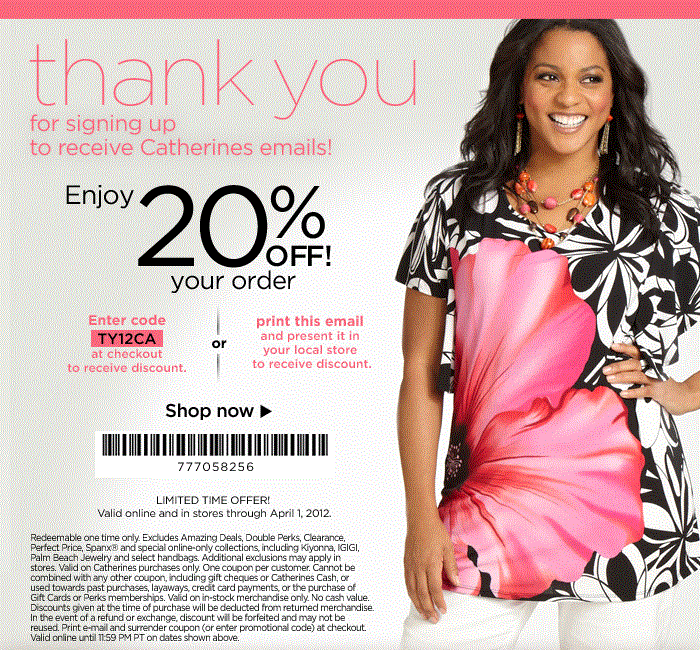 Catherines: 20% off Printable Coupon
