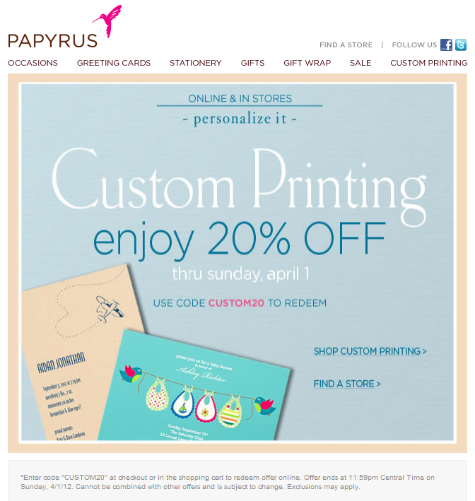 Papyrus: 20% off Printable Coupon