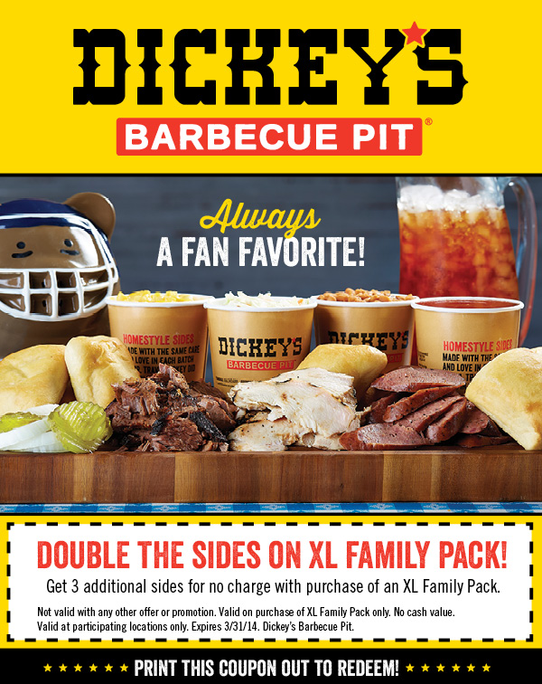 Dicky's Barbecue Pit: Double Sides Printable Coupon