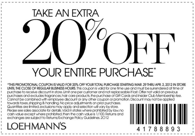 Loehmanns Promo Coupon Codes and Printable Coupons