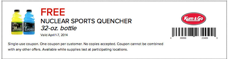 Kum & Go: Free Nuclear Sports Quencher Printable Coupon