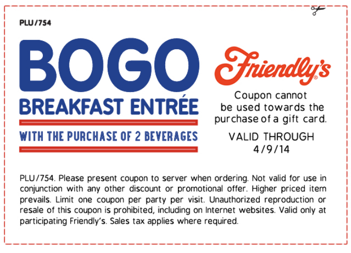 Friendly's: BOGO Breakfast Entree Printable Coupon