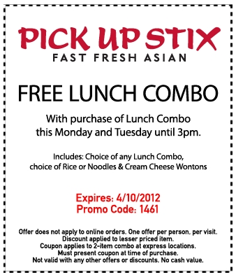 Pick Up Stix: Free Lunch Combo Printable Coupon