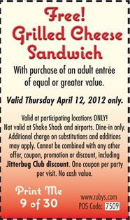 Rubys Diner: Free Grilled Cheese Printable Coupon