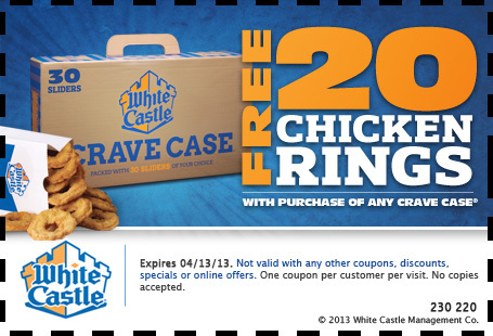 White Castle: Free Chicken Rings Printable Coupon