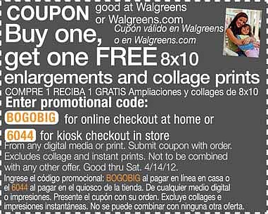 Buy 1 8&#215;10 Enlargements &#038; Collage Prints, Get 1 Free Walgreens Photo Printable Coupon