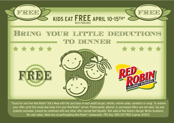 Red Robin: Kids Eat Free Printable Coupon
