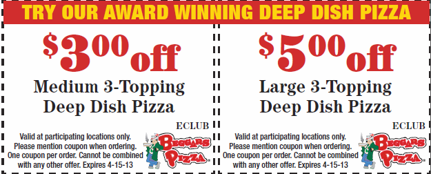 Beggars Pizza: 2 Printable Coupons