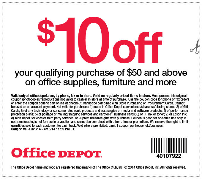 Office Depot Promo Coupon Codes and Printable Coupons