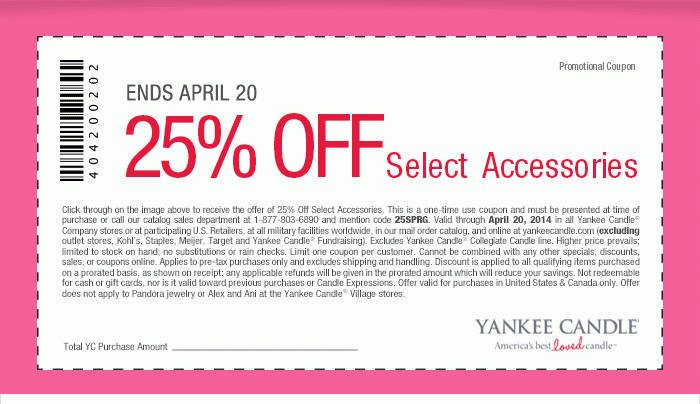 Yankee Candle Promo Coupon Codes and Printable Coupons