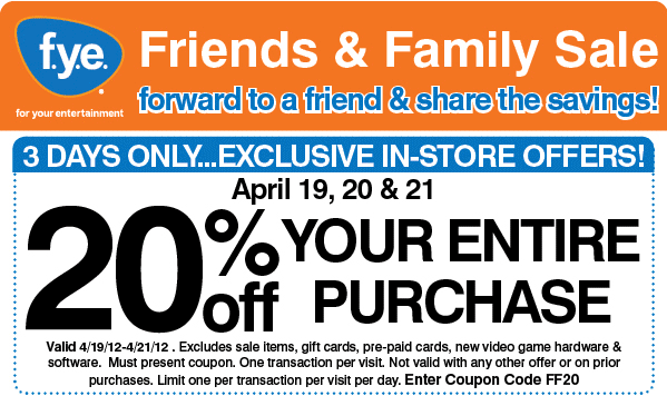 fye.com Promo Coupon Codes and Printable Coupons