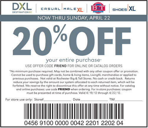Casual Male XL: 20% off Printable Coupon