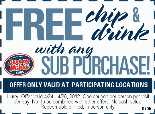 jersey mike's free sub and drink