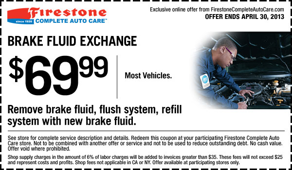 Firestone: $69.99 Brake Fluid Exchange Printable Coupon