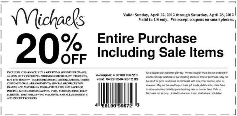 Michaels: 20% off Printable Coupon