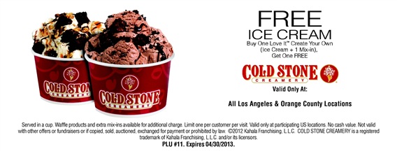 Cold Stone Creamery: BOGO Free Printable Coupon