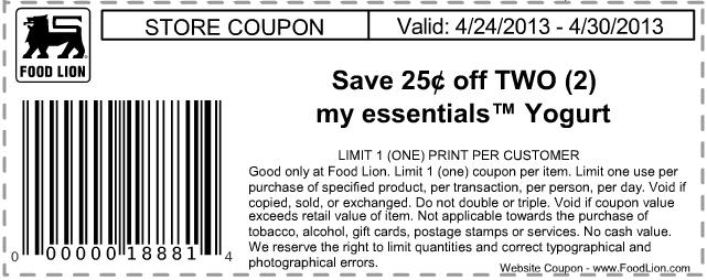 Food Lion: $.25 off Yogurt Printable Coupon