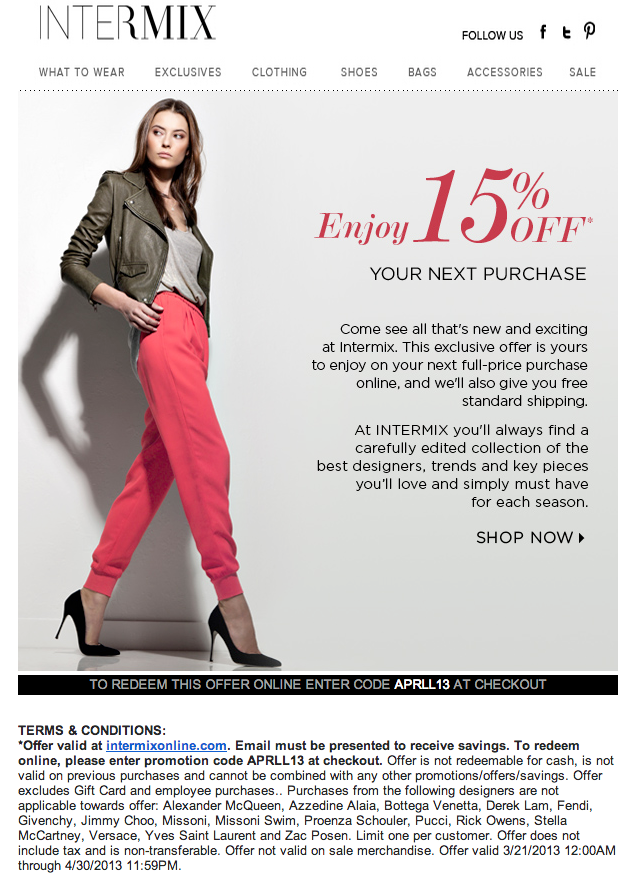 Intermix Promo Coupon Codes and Printable Coupons