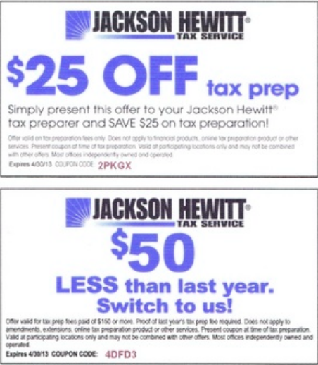 Jackson Hewitt Promo Coupon Codes and Printable Coupons