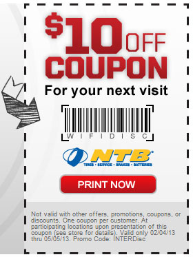 NTB Tire: $10 off Printable Coupon