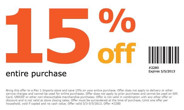 Pier 1 Imports: 15% off Printable Coupon