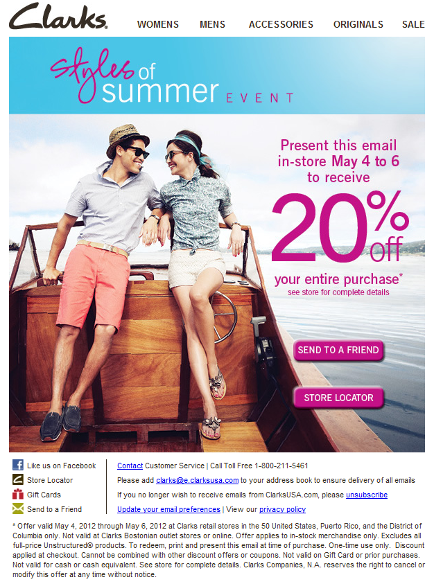 Clarks Promo Coupon Codes and Printable Coupons