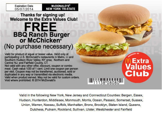 McDonalds: Free BBQ Ranch or McChicken Printable Coupon