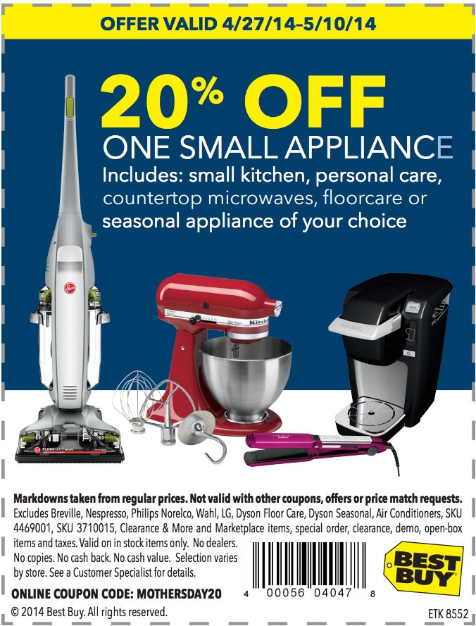 Best Buy: 20% off Appliance Printable Coupon