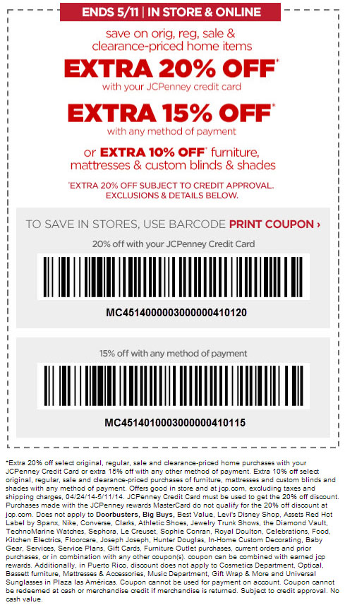 JCPenney: 15%-20% off Printable Coupon