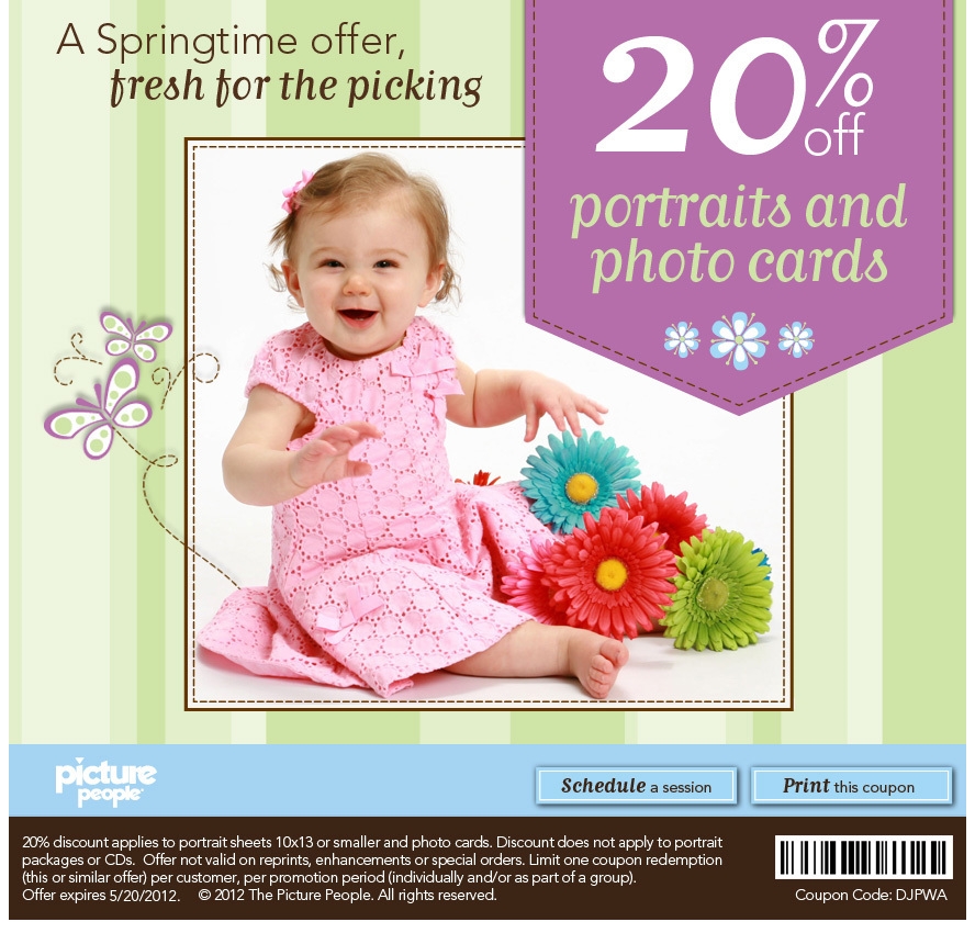 20% off Portraits and Photo Cards.