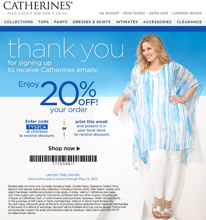 Catherines Promo Coupon Codes and Printable Coupons