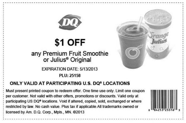 Dairy Queen: $1 off Smoothie Printable Coupon