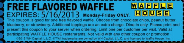 Waffle House: Free Waffle Printable Coupon
