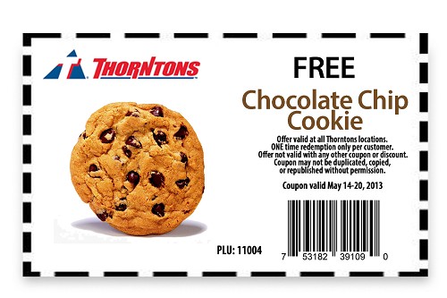 Thorntons: Free Chocolate Chip Cookie Printable Coupon