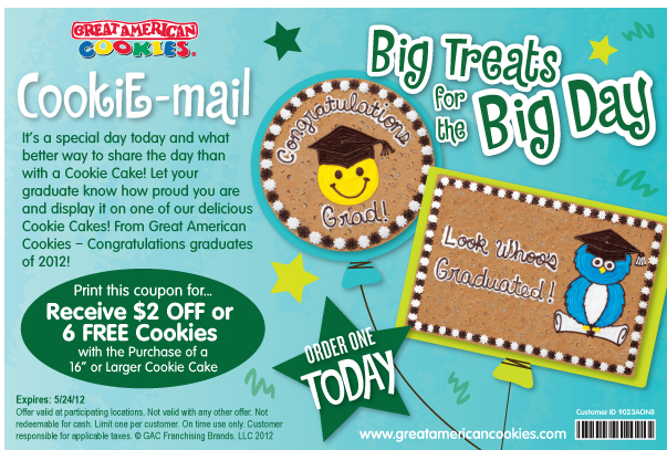 Great American Cookies Promo Coupon Codes and Printable Coupons