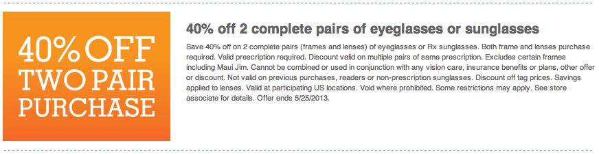 Pearle Vision: 40% off Printable Coupon