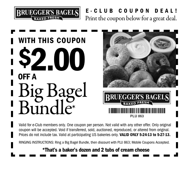Bruegger's Bagels Promo Coupon Codes and Printable Coupons