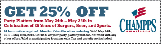 Champps Promo Coupon Codes and Printable Coupons