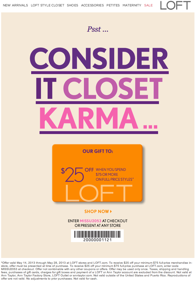 LOFT Promo Coupon Codes and Printable Coupons