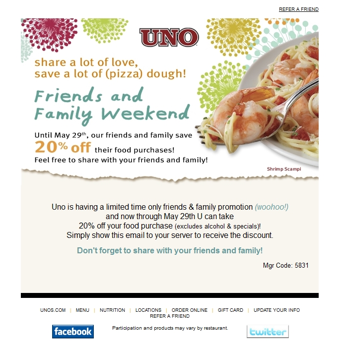 Uno Chicago Promo Coupon Codes and Printable Coupons