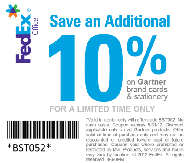 FedEx Office: 10% off Stationery Printable Coupon