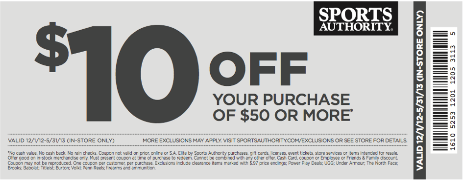 Sports Authority 10 off 50 Printable Coupon