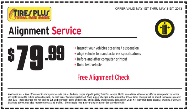 Tires Plus: $79.99 Alignment Service Printable Coupon